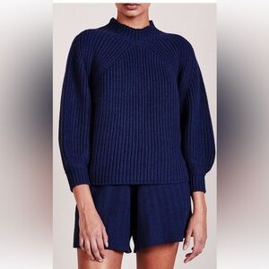 NWT APIECE APART Nueva Merel Chunky Puff Sleeve navy  Sweater XS cashmere blend